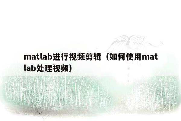 matlab进行视频剪辑（如何使用matlab处理视频）