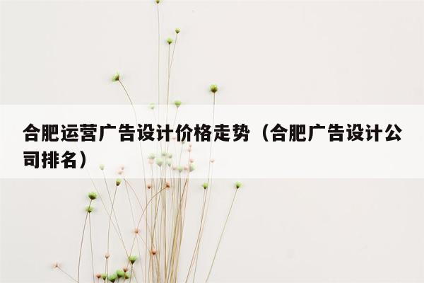 合肥运营广告设计价格走势（合肥广告设计公司排名）