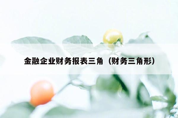 金融企业财务报表三角（财务三角形）