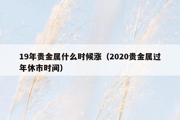 19年贵金属什么时候涨（2020贵金属过年休市时间）