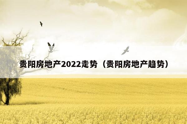 贵阳房地产2022走势（贵阳房地产趋势）