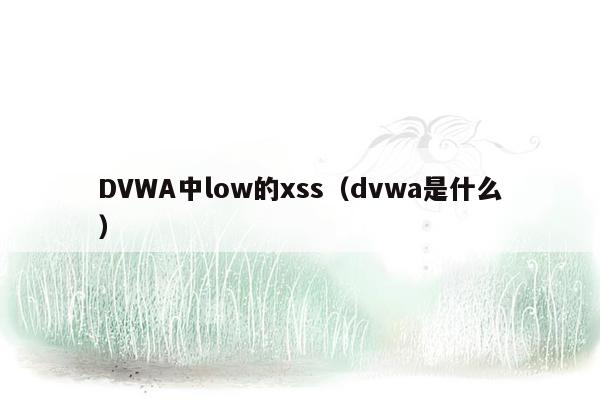 DVWA中low的xss（dvwa是什么）