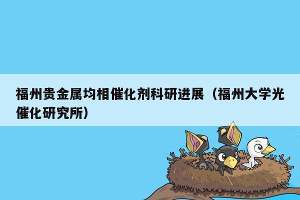 福州贵金属均相催化剂科研进展（福州大学光催化研究所）