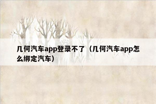 几何汽车app登录不了（几何汽车app怎么绑定汽车）