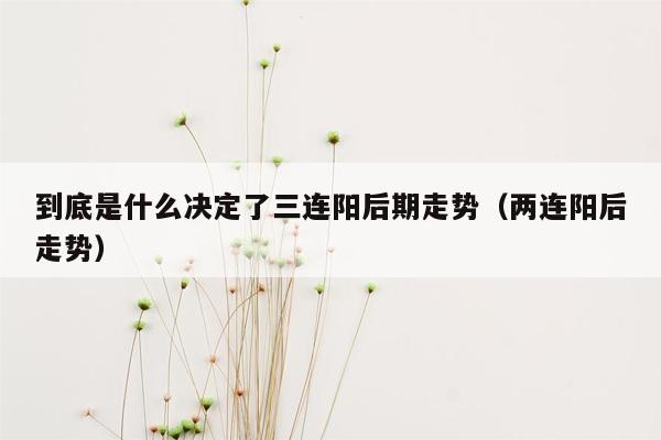 到底是什么决定了三连阳后期走势（两连阳后走势）