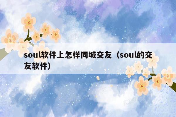 soul软件上怎样同城交友（soul的交友软件）