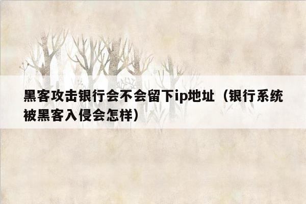 黑客攻击银行会不会留下ip地址（银行系统被黑客入侵会怎样）