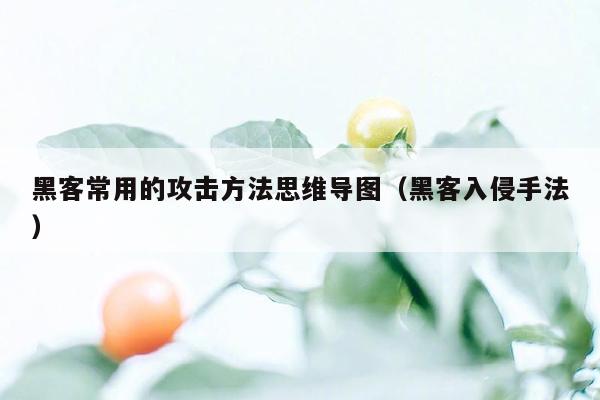 黑客常用的攻击方法思维导图（黑客入侵手法）