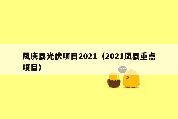 凤庆县光伏项目2021（2021凤县重点项目）