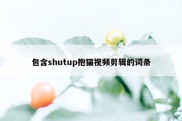 包含shutup抱猫视频剪辑的词条