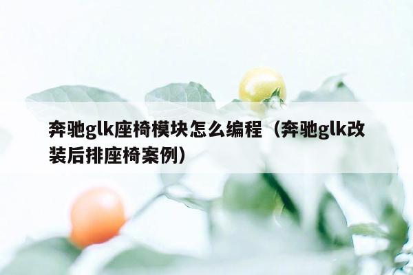 奔驰glk座椅模块怎么编程（奔驰glk改装后排座椅案例）