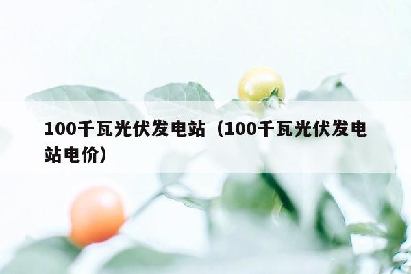 100千瓦光伏发电站（100千瓦光伏发电站电价）