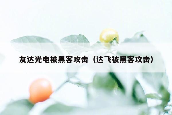 友达光电被黑客攻击（达飞被黑客攻击）