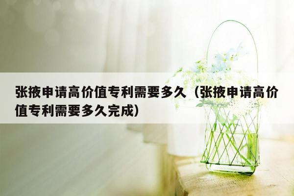 张掖申请高价值专利需要多久（张掖申请高价值专利需要多久完成）