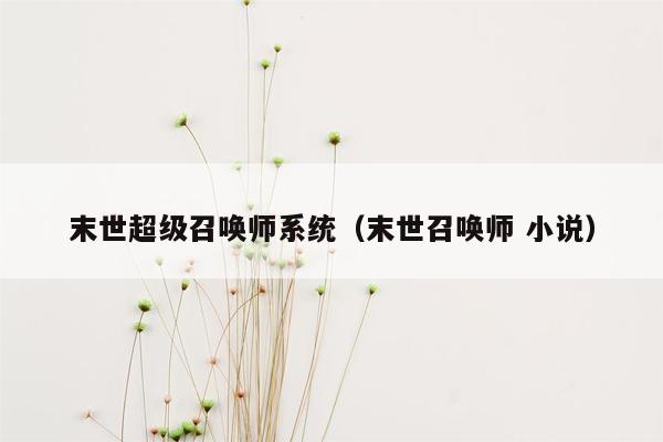 末世超级召唤师系统（末世召唤师 小说）