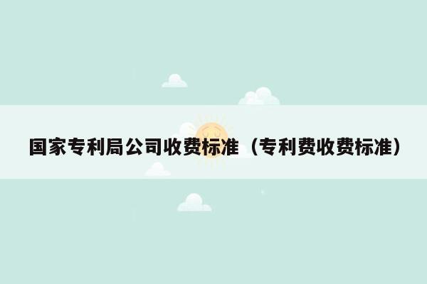 国家专利局公司收费标准（专利费收费标准）