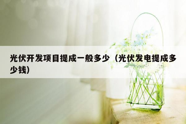 光伏开发项目提成一般多少（光伏发电提成多少钱）