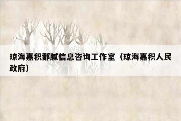 琼海嘉积鄱腻信息咨询工作室（琼海嘉积人民政府）