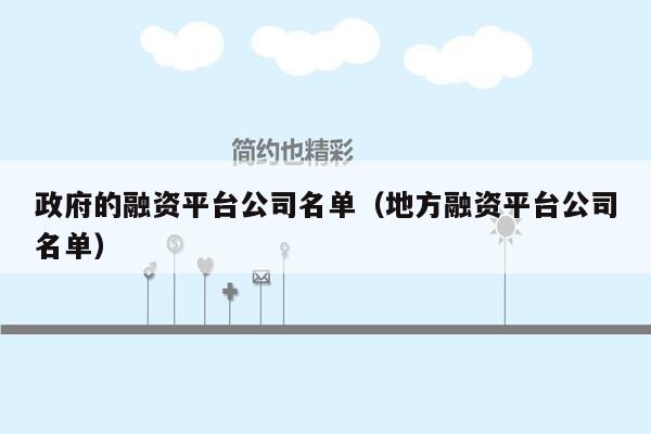 政府的融资平台公司名单（地方融资平台公司名单）