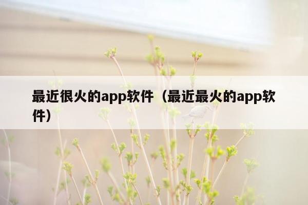 最近很火的app软件（最近最火的app软件）