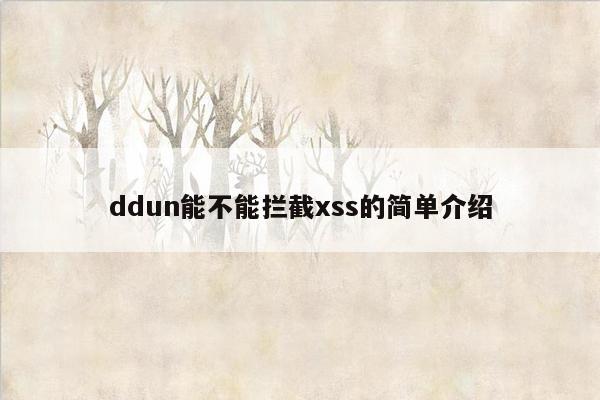 ddun能不能拦截xss的简单介绍