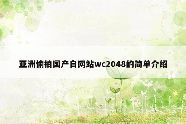 亚洲愉拍国产自网站wc2048的简单介绍