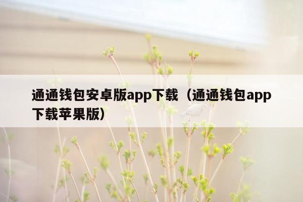 通通钱包安卓版app下载（通通钱包app下载苹果版）