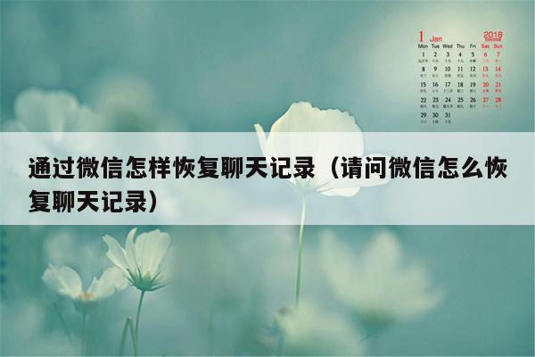 通过微信怎样恢复聊天记录（请问微信怎么恢复聊天记录）