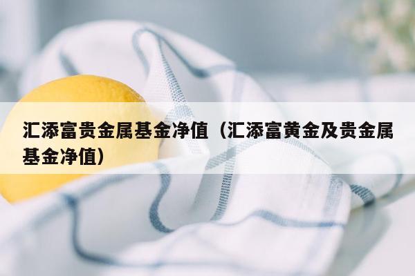 汇添富贵金属基金净值（汇添富黄金及贵金属基金净值）