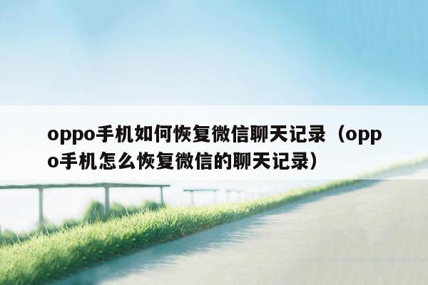 oppo手机如何恢复微信聊天记录（oppo手机怎么恢复微信的聊天记录）