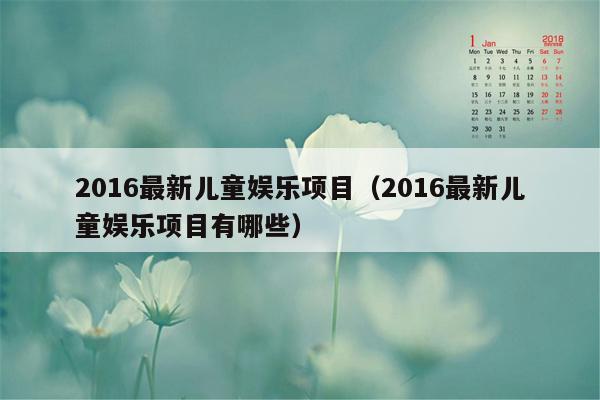 2016最新儿童娱乐项目（2016最新儿童娱乐项目有哪些）