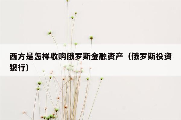 西方是怎样收购俄罗斯金融资产（俄罗斯投资银行）