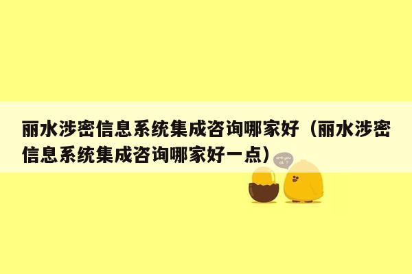 丽水涉密信息系统集成咨询哪家好（丽水涉密信息系统集成咨询哪家好一点）