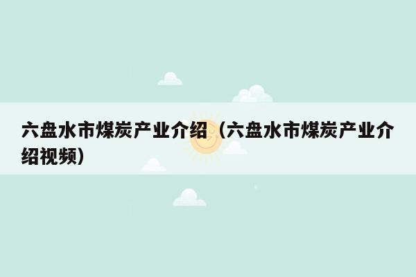 六盘水市煤炭产业介绍（六盘水市煤炭产业介绍视频）