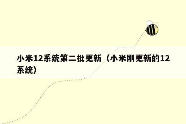 小米12系统第二批更新（小米刚更新的12系统）