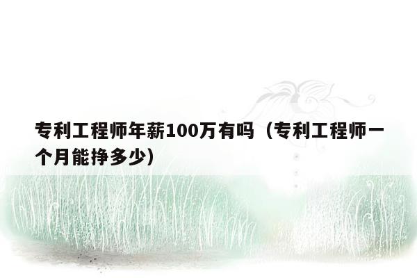 专利工程师年薪100万有吗（专利工程师一个月能挣多少）