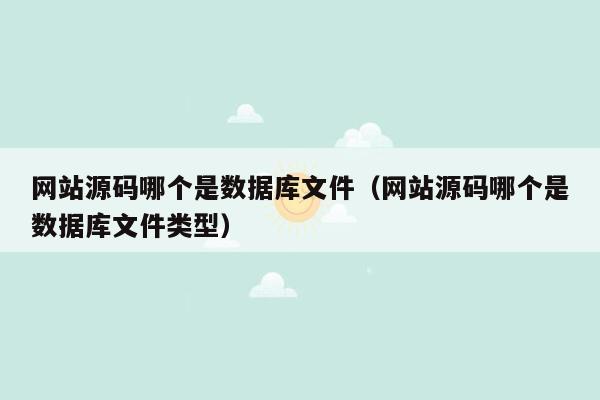 网站源码哪个是数据库文件（网站源码哪个是数据库文件类型）