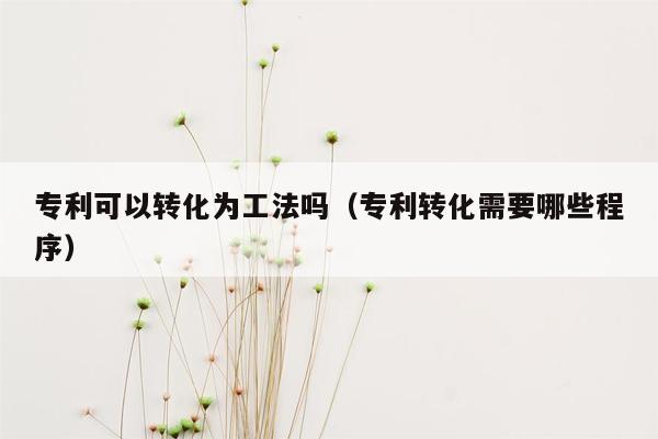 专利可以转化为工法吗（专利转化需要哪些程序）