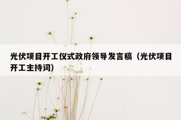 光伏项目开工仪式政府领导发言稿（光伏项目开工主持词）