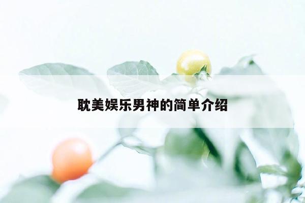 耽美娱乐男神的简单介绍