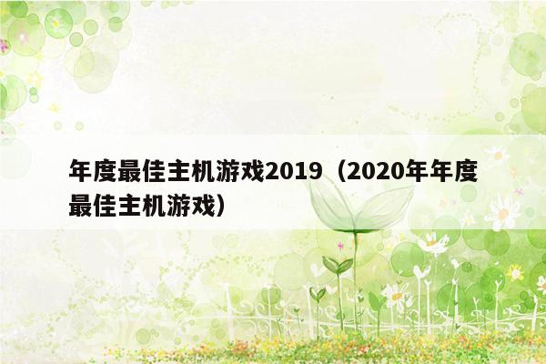 年度最佳主机游戏2019（2020年年度最佳主机游戏）