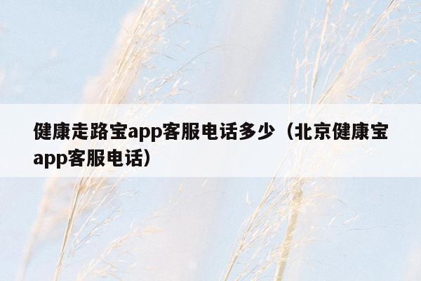 健康走路宝app客服电话多少（北京健康宝app客服电话）