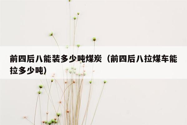 前四后八能装多少吨煤炭（前四后八拉煤车能拉多少吨）