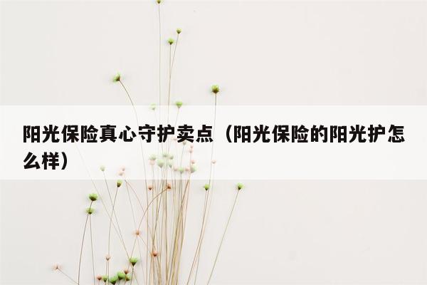 阳光保险真心守护卖点（阳光保险的阳光护怎么样）