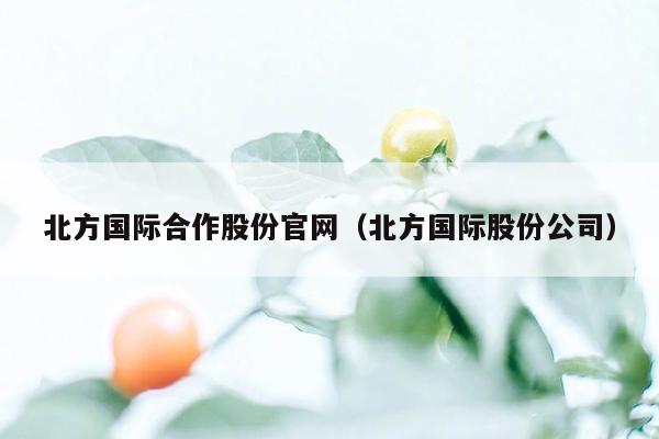 北方国际合作股份官网（北方国际股份公司）