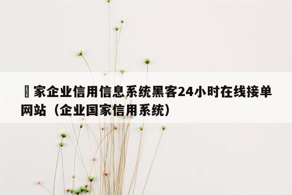 囯家企业信用信息系统黑客24小时在线接单网站（企业国家信用系统）