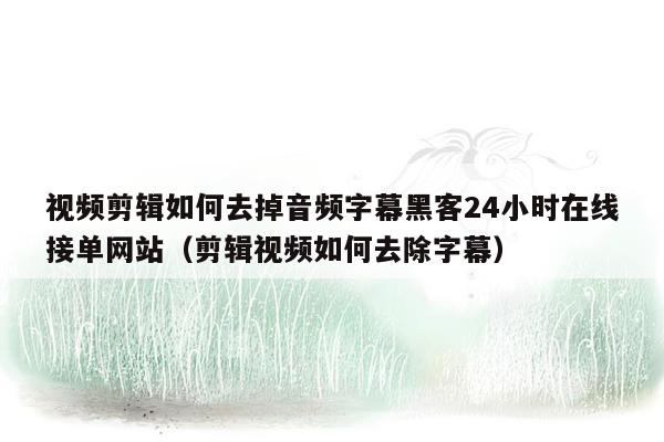 视频剪辑如何去掉音频字幕黑客24小时在线接单网站（剪辑视频如何去除字幕）