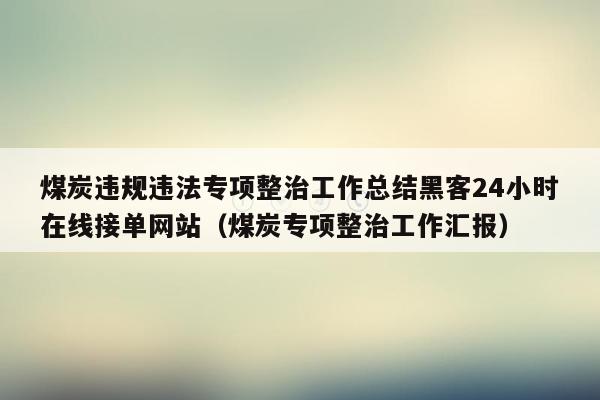 煤炭违规违法专项整治工作总结黑客24小时在线接单网站（煤炭专项整治工作汇报）