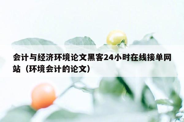 会计与经济环境论文黑客24小时在线接单网站（环境会计的论文）