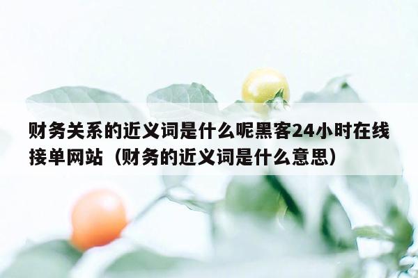 财务关系的近义词是什么呢黑客24小时在线接单网站（财务的近义词是什么意思）